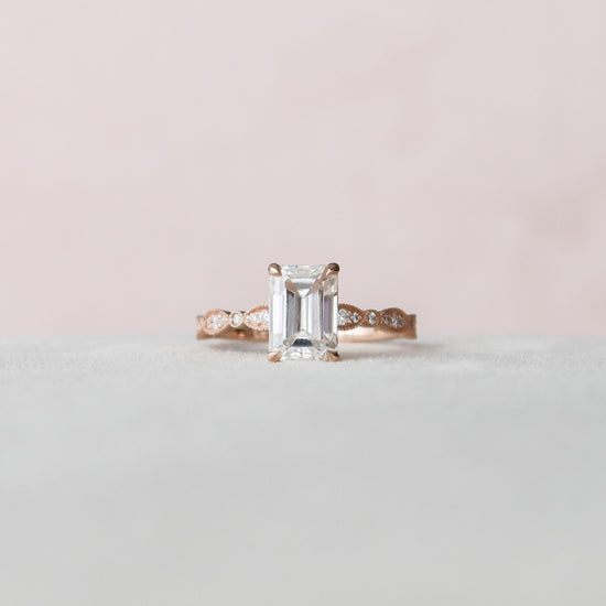 2.0 CT Emerald Milgrain Vintage Style Moissanite Engagement Ring 9