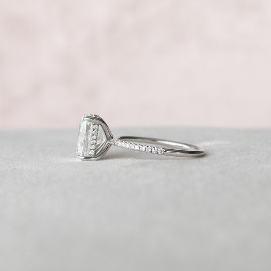 4.0 CT Cushion Hidden Halo & Pave Setting Moissanite Engagement Ring 5