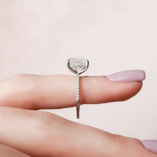 4.0 CT Cushion Hidden Halo & Pave Setting Moissanite Engagement Ring 9