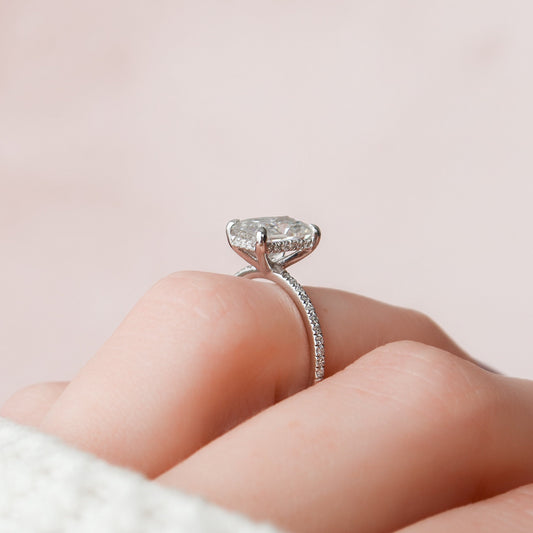 2.0 CT Radiant Hidden Halo & Pave Setting Moissanite Engagement Ring 2