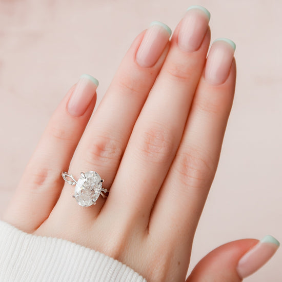 5.0 CT Oval Solitaire & Twig Pave Style Moissanite Engagement Ring 5