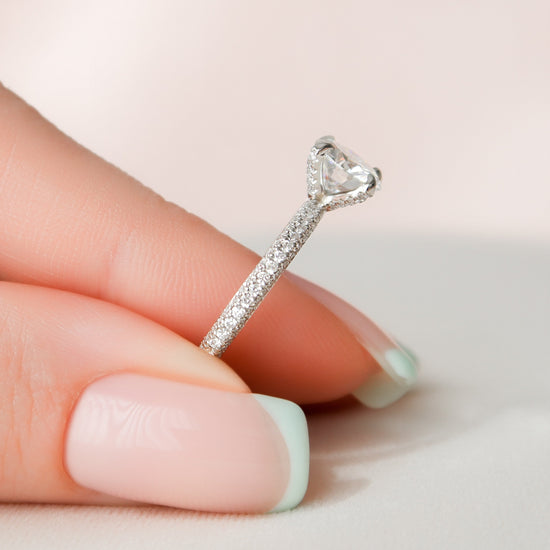 1.5 CT Round Moissanite Engagement Ring With Pave Setting 7