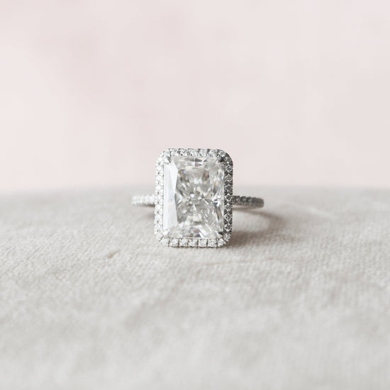 5.0 CT Radiant Cut Halo Style Moissanite Engagement Ring 2