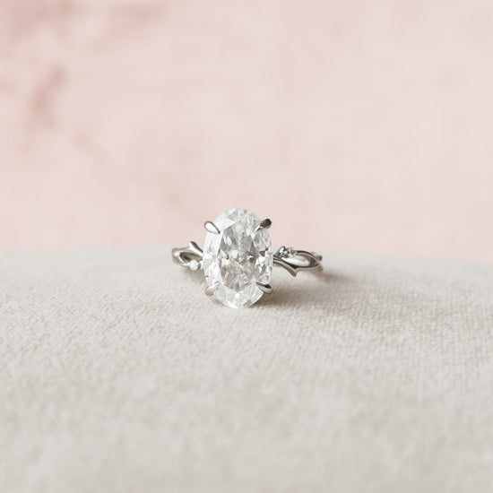 5.0 CT Oval Solitaire & Twig Pave Style Moissanite Engagement Ring 4