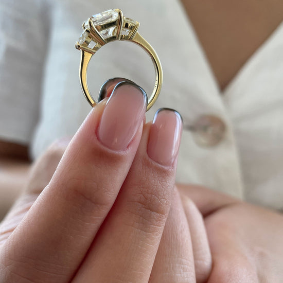 2.6 CT Cushion Three Stone CVD G/VS2 Diamond Engagement Ring 3