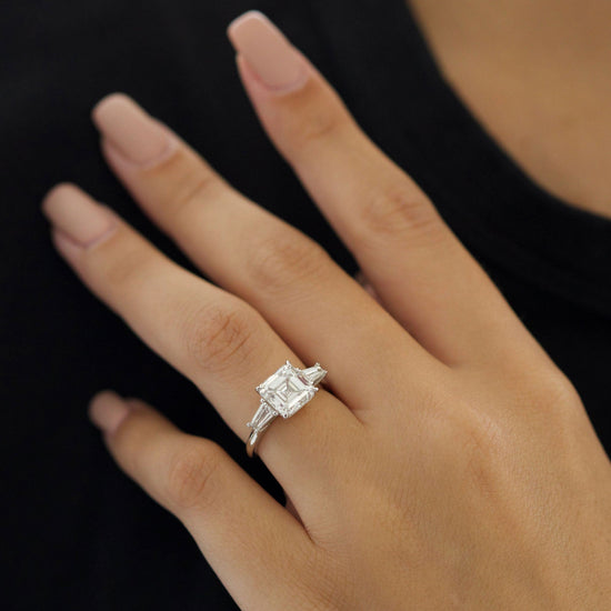 3.01 CT Asscher Three Stone CVD D/VVS2 Diamond Engagement Ring 4
