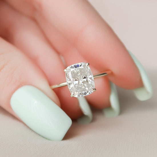 4.0 CT Cushion Solitaire Style Moissanite Engagement Ring 10