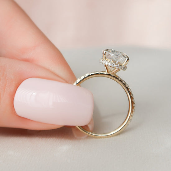 3.5 CT Oval Hidden Halo & Pave Moissanite Engagement Ring 8