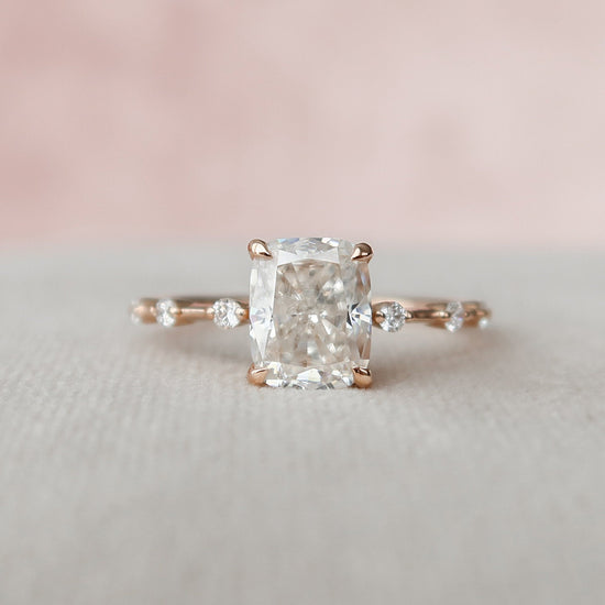 2.0 CT Cushion Dainty Pave Moissanite Engagement Ring 8