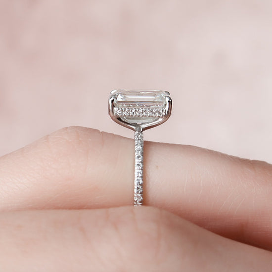 3.0 CT Oval Hidden Halo & Pave Moissanite Engagement Ring 7