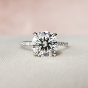 2.5 CT Round Hidden Halo & Pave Setting Moissanite Engagement Ring 2