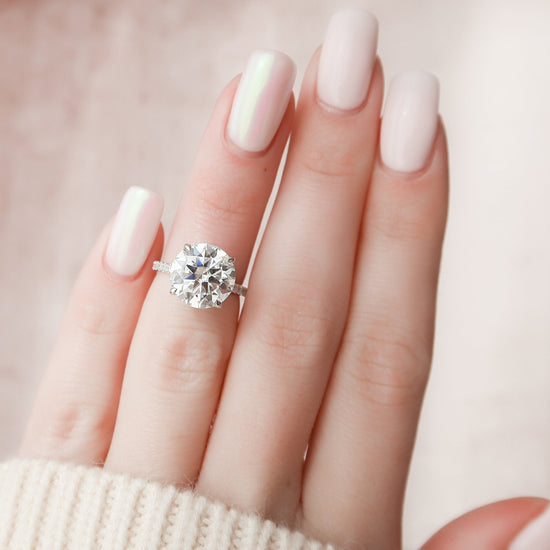 4.5 CT Round Cut Solitaire & Hidden Halo Moissanite Engagement Ring 7