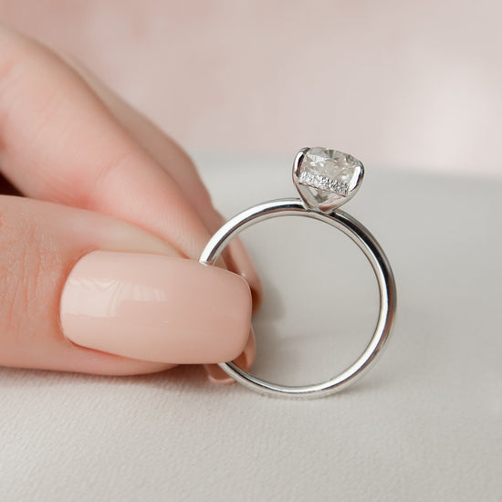 2.0 CT Pear Solitaire & Hidden Halo Style Moissanite Engagement Ring 4