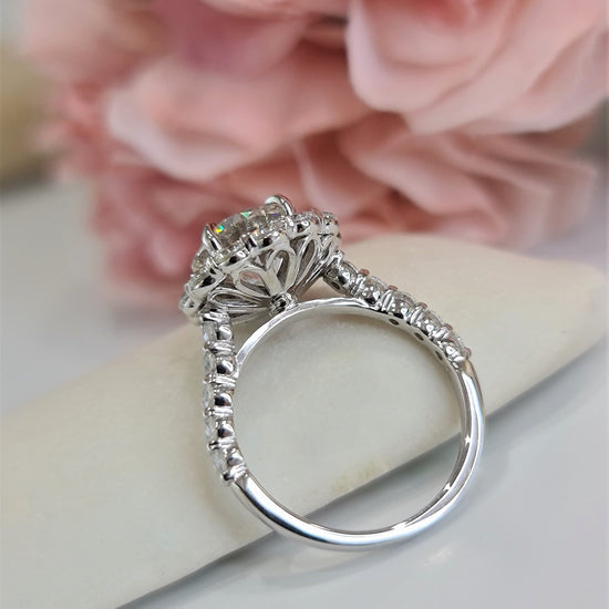 2.50 CT Round Halo CVD G/VS2 Diamond Engagement Ring 8