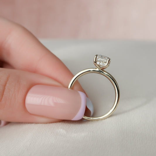 1.5 CT Radiant Hidden Halo Moissanite Engagement Ring 2