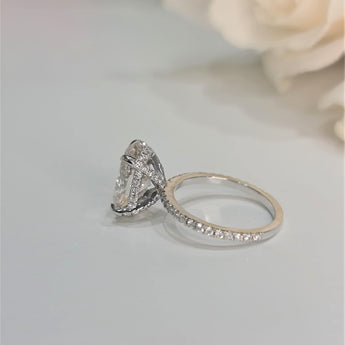 3.0 CT Oval Hidden Halo CVD G/VS1 Diamond Engagement Ring 5