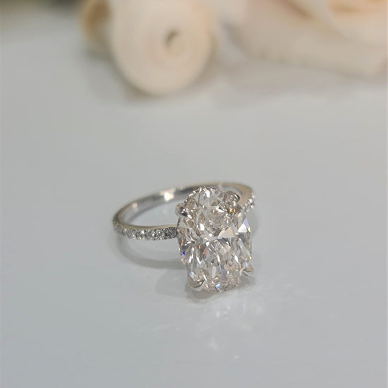 3.0 CT Oval Hidden Halo CVD G/VS1 Diamond Engagement Ring 3