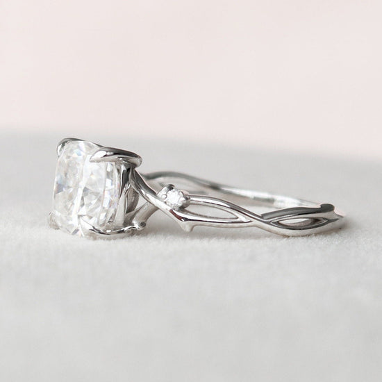 2.0 CT Cushion Twig Style Moissanite Engagement Ring 7