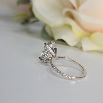 3.0 CT Oval Hidden Halo CVD G/VS1 Diamond Engagement Ring 6