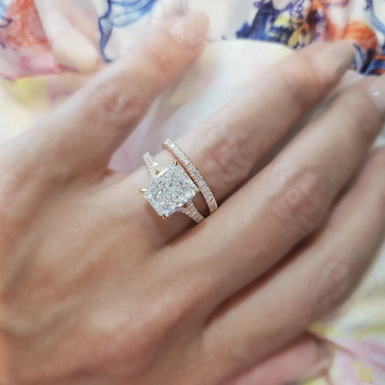 3.0 CT Radiant Solitaire Split Shank CVD F/VS1 Diamond Engagement Ring 5