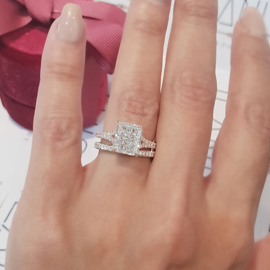 3.0 CT Radiant Solitaire Split Shank CVD F/VS1 Diamond Engagement Ring 6