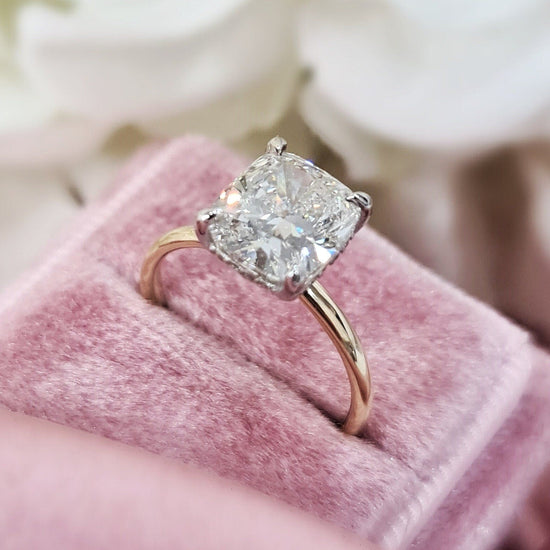 3.0 CT Cushion Hidden Halo CVD G/VS1 Diamond Engagement Ring 4