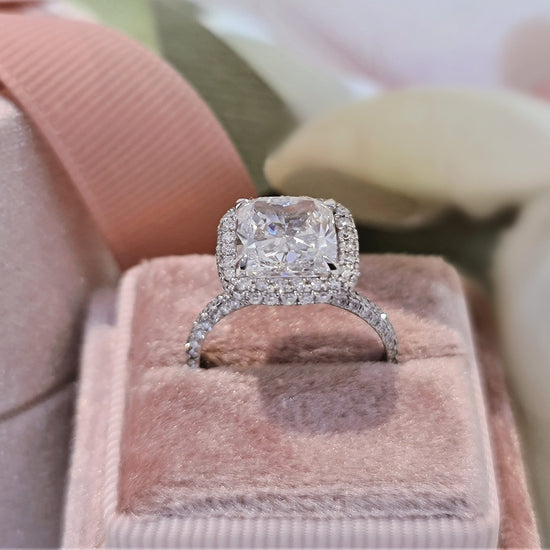 3.0 CT Cushion Halo CVD G/VS1 Diamond Engagement Ring 7