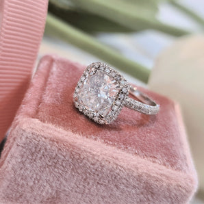 3.0 CT Cushion Halo CVD G/VS1 Diamond Engagement Ring 2