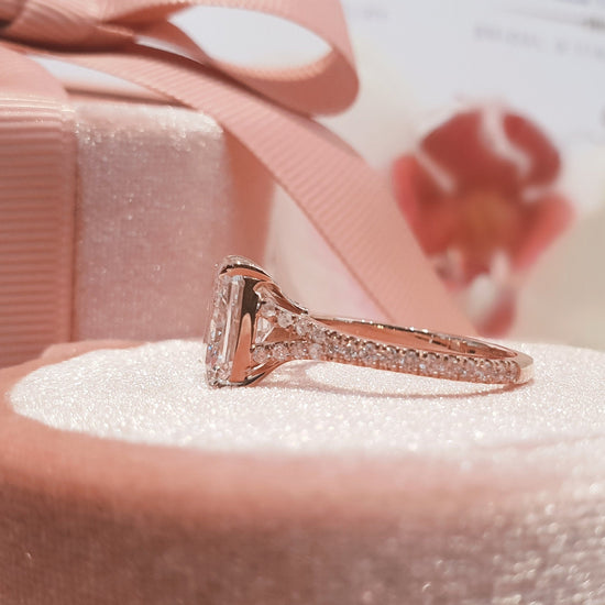 3.0 CT Radiant Solitaire Split Shank CVD F/VS1 Diamond Engagement Ring 3