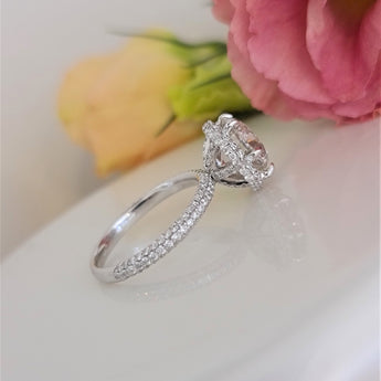 3.0 CT Round Hidden Halo CVD F/VS1 Diamond Engagement Ring 6