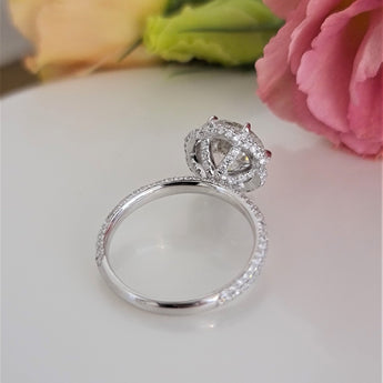 3.0 CT Round Hidden Halo CVD F/VS1 Diamond Engagement Ring 8