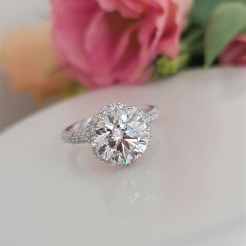 3.0 CT Round Hidden Halo CVD F/VS1 Diamond Engagement Ring 3