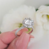 3.0 CT Round Hidden Halo CVD F/VS1 Diamond Engagement Ring 4