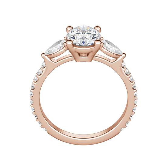 2.10 CT Oval Cut 3 Stone Moissanite Engagement Ring 13