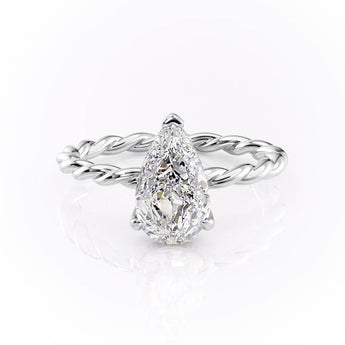 2.0 CT Pear Shaped Solitaire Twisted Rope Moissanite Engagement Ring 10