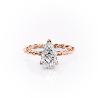 2.0 CT Pear Shaped Solitaire Twisted Rope Moissanite Engagement Ring 12