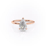 2.0 CT Pear Cut Solitaire Hidden Halo Setting Moissanite Engagement Ring 12