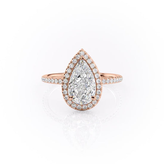 2.0 CT Pear Cut Halo Pave Moissanite Engagement Ring 12