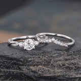 0.50 CT Round Twisted Pave Moissanite Bridal Ring Set 3