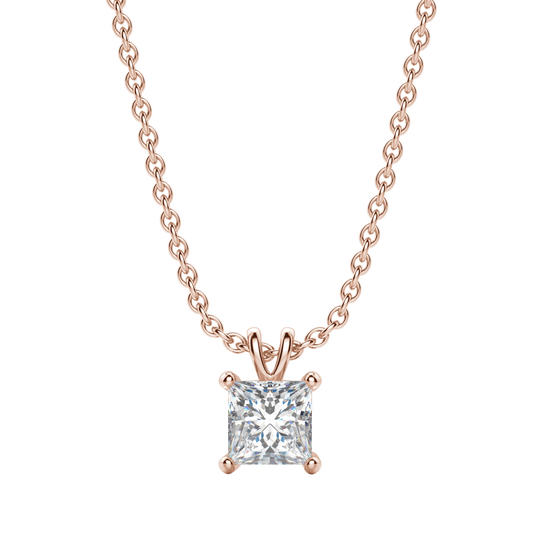 0.25 CT- 1.0 CT Princess Solitaire CVD F/VS Diamond Necklace 10