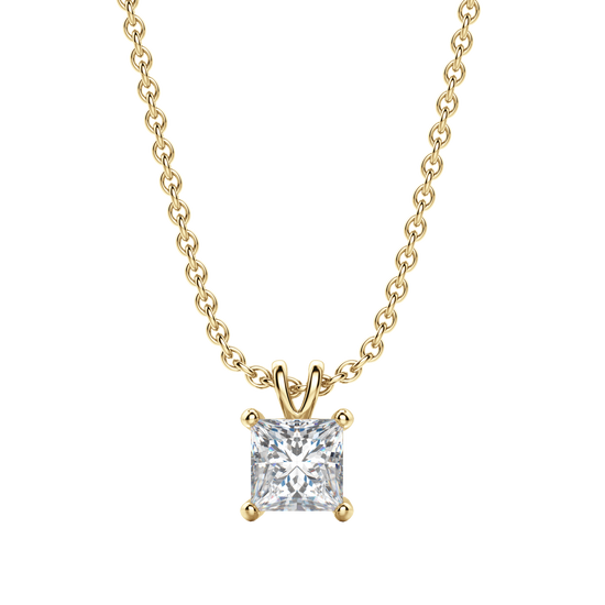 0.25 CT- 1.0 CT Princess Solitaire CVD F/VS Diamond Necklace 7