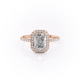 2.10 CT Radiant Cut Halo Style Moissanite Engagement Ring 12