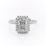 2.1 CT Radiant Cut Halo Pave Setting Moissanite Engagement Ring 10