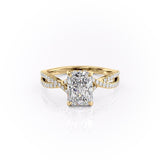 2.10 CT Radiant Solitaire Cross Over Pave Moissanite Engagement Ring 11