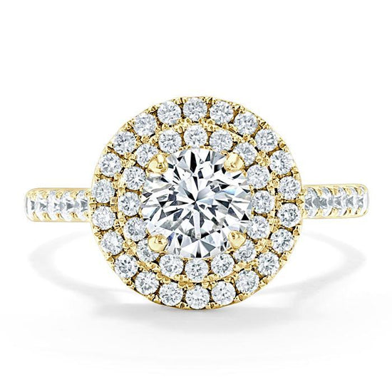 0.75 CT Round Cut Double Halo Moissanite Engagement Ring With Pave Setting 5