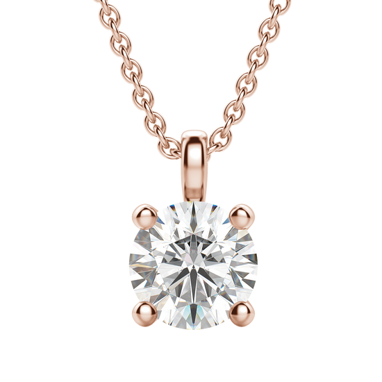 0.25 CT-0.75 CT Round Solitaire CVD F/VS Diamond Necklace 14