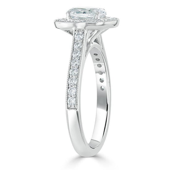 1.0 CT Oval Cut Halo Pave Moissanite Engagement Ring 3
