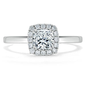 0.75 CT Cushion Cut Halo Moissanite Engagement Ring 1