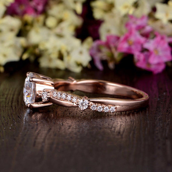 1.60 CT Round Cut Solitaire Twisted Pave Moissanite Engagement Ring 4