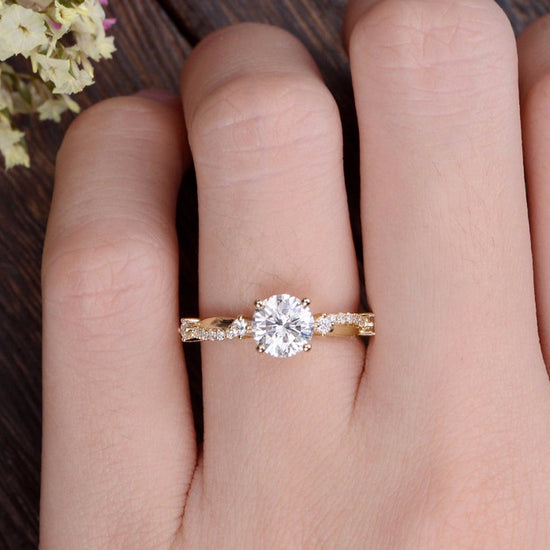 1.60 CT Round Cut Solitaire Twisted Pave Moissanite Engagement Ring 2